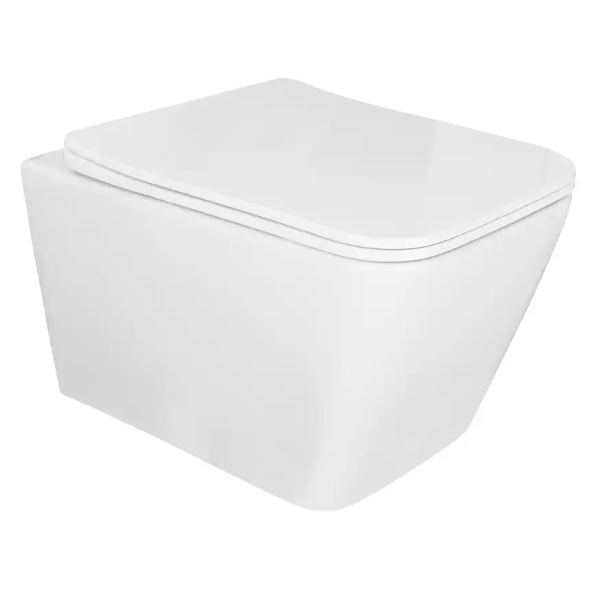 Подвесной унитаз Azario Boca AZ-2002 безободковый, с сиденьем микролифт, Белый глянцевый фото 1