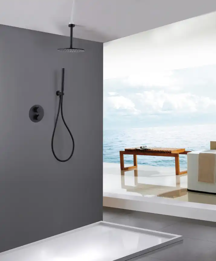 Душевая система ABBER Wasser Kreis AF8121B скрытого монтажа без излива, черная матовая фото 2