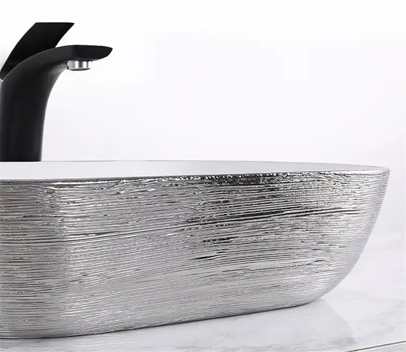 Раковина накладная CeramaLux 460х330х130 D1333H131, цвет Белый / Серый фото 4