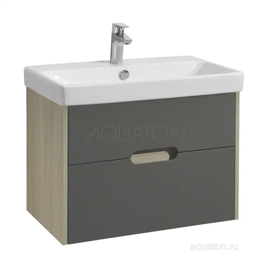 Тумба под раковину Aquaton Оливия 70 1A254301OLUG0 подвесная цвет, грей / дуб ойстер фото 1