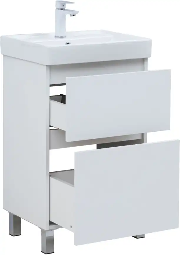 Тумба под раковину Aquanet Вега 50 напольная, белый глянец, 344120 фото 6