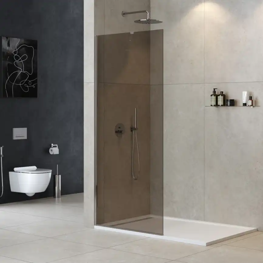 Душевая перегородка универсальная LIBERTA-L-1-TB-100-BR-Cr стекло Tонированная бронза, профиль Хром фото 1