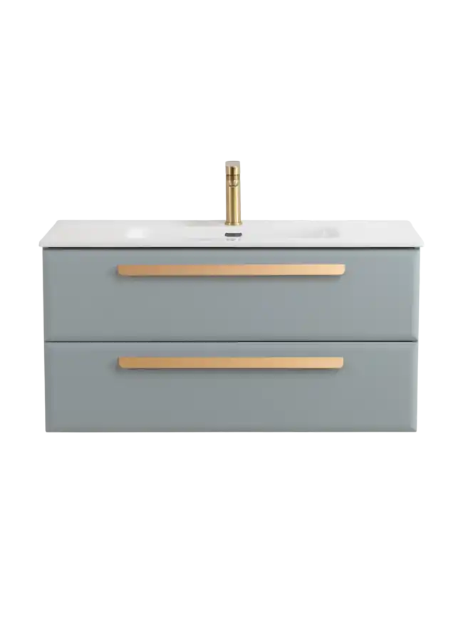 Тумба под раковину Cezares ECO-CER-N 100 см, ECO-CER-N-1000-2C-SO-GAO-P (без ручек), Серо-Голубой Матовый фото 1