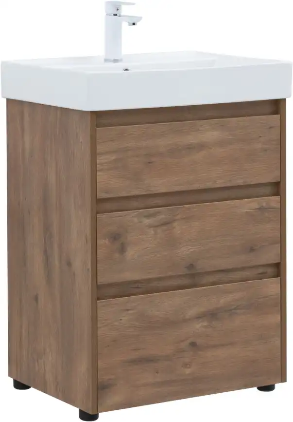 Тумба под раковину Aquanet Nova Lite 60 дуб рустикальный (3 ящика) 302471 фото 1