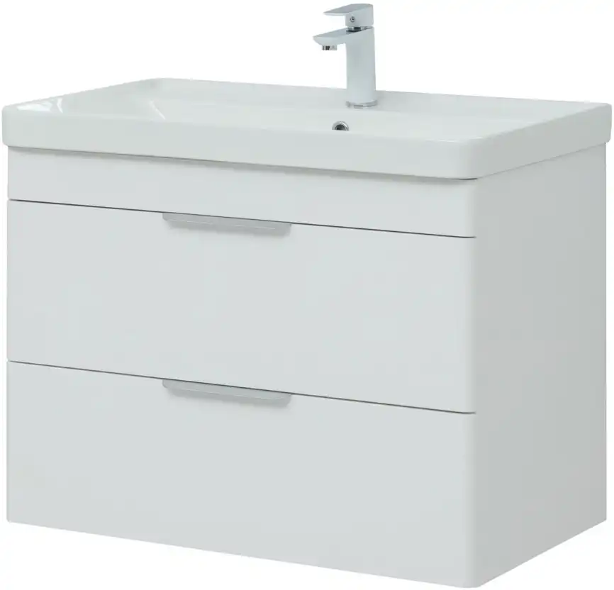 Тумба под раковину Aquanet Ирис new 85 белый глянец (2 ящика) 310146 фото 7