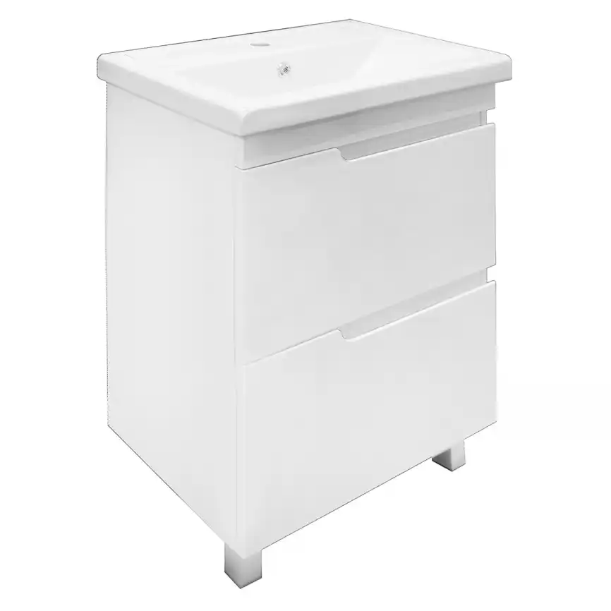 Тумба с раковиной Azario KANTRI 60/2Н CS00097250, напольная с раковиной Фостер 60, белая фото 1