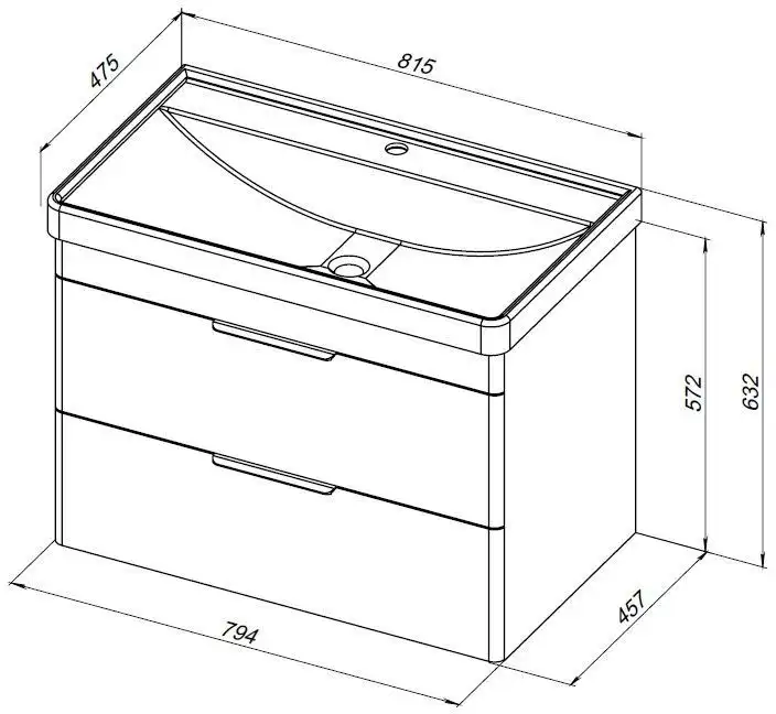 Тумба под раковину Aquanet Ирис new 85 белый глянец (2 ящика) 310146 фото 2