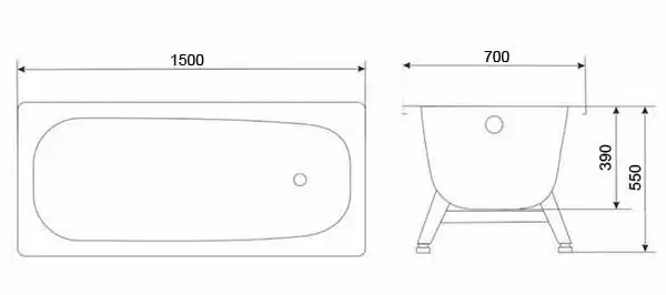 Ванна стальная Loranto 150х70 в комплекте с ножками, белая фото 5