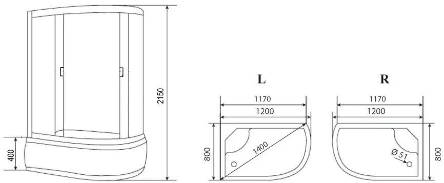 Душевая кабина Loranto CS-66120L F 120х80х215, поддон 40 см фото 3
