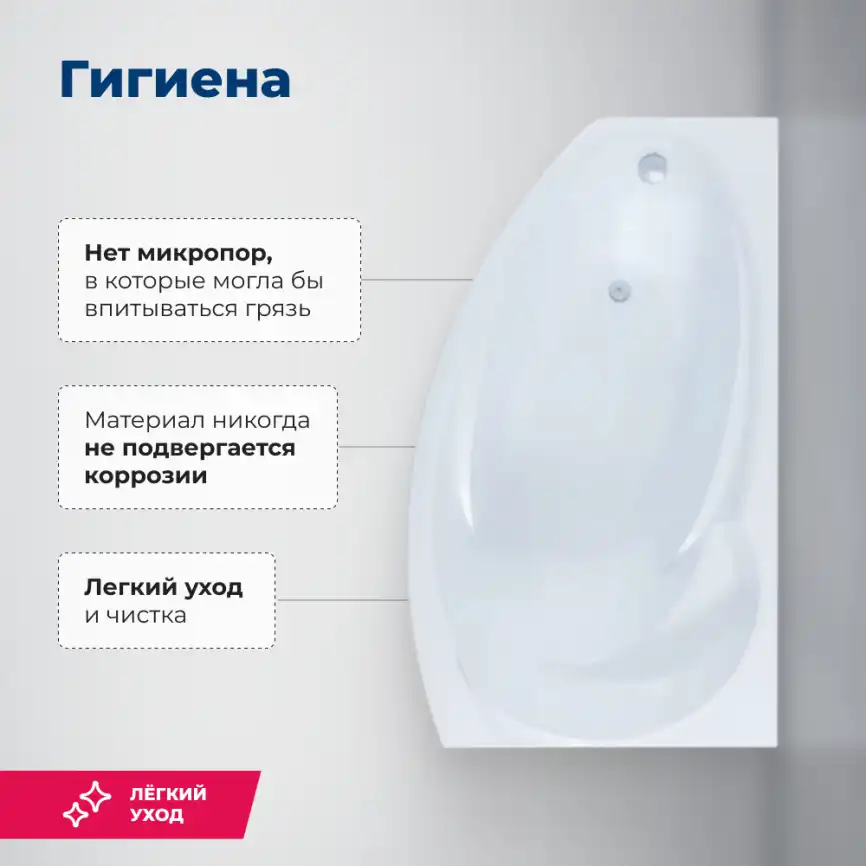 Акриловая ванна Aquanet Jersey 170х100 правая (205329), на каркасе, белая фото 6