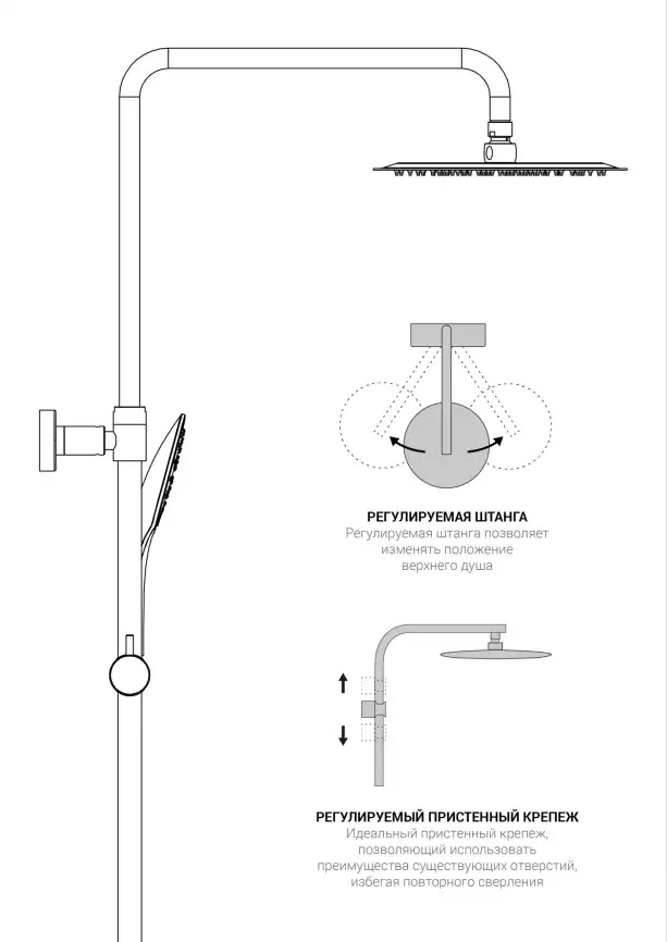 Душевая система  Vincea Next VSFS-1N0TGM VSFS-1N0TGM  с термостатом, вороненая сталь фото 6