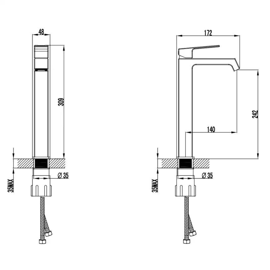 Смеситель для накладной раковины Azario EXQUISITE AZ-VSM168R40C, однорычажный, высокий, Хром фото 2