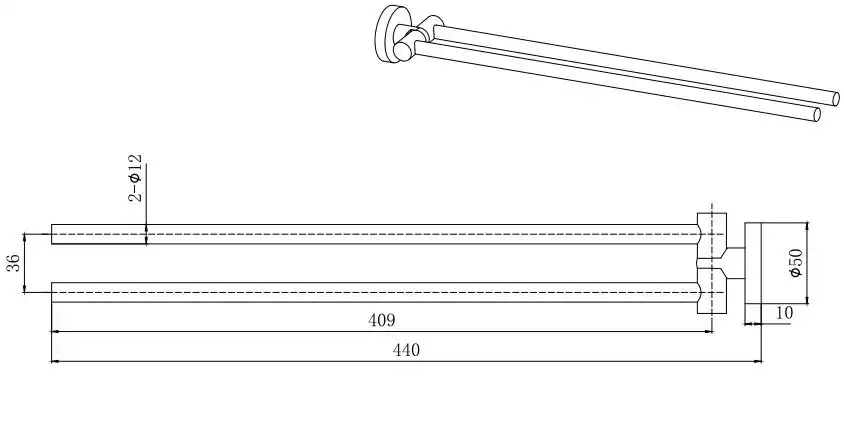 Держатель полотенец Aquatek Вега AQ4013CR двойной, Хром фото 2