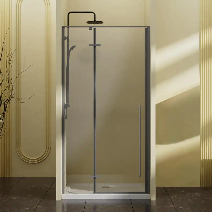 Душевая дверь Vincea Slim-N 100 VDPH-5SN100CLGM, распашная, профиль вороненая сталь, стекло прозрачное фото 1
