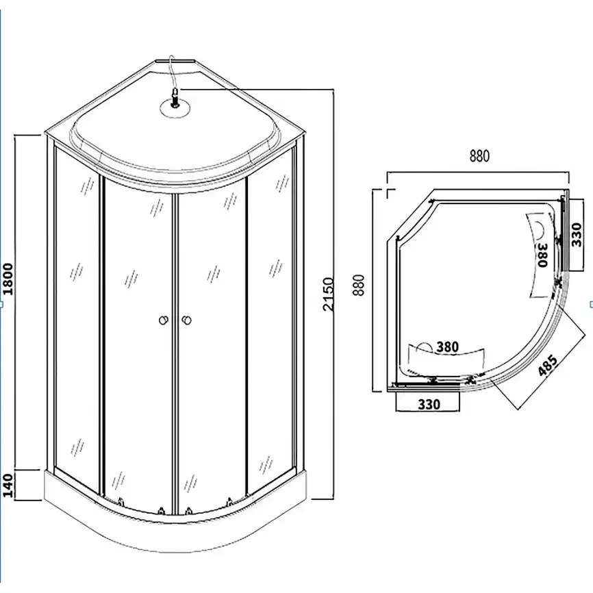 Душевая кабина Loranto 90х90, низкий поддон, Тонированное стекло, CS-881EA13TM/B-90 фото 3