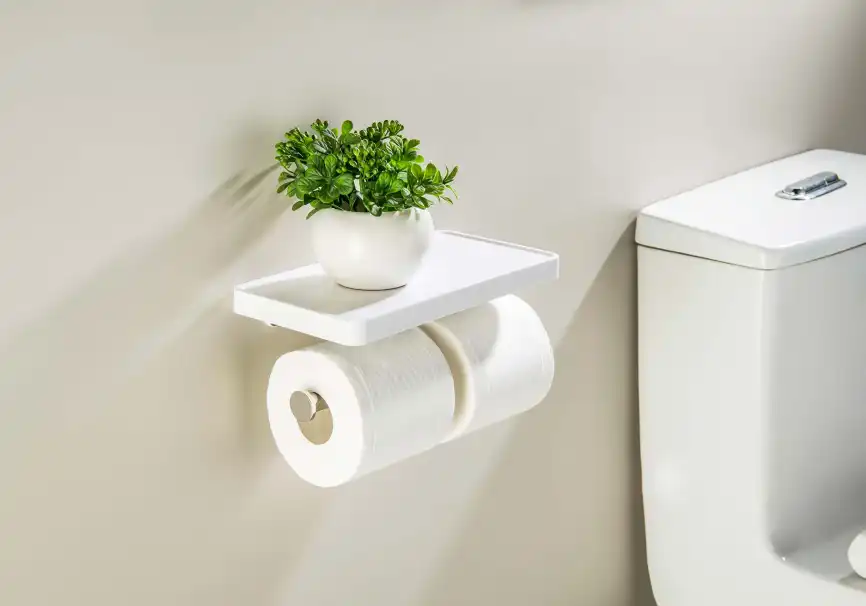 Держатель туалетной бумаги Aquatek Европа AQ4919CR двойной с полкой, Хром фото 4