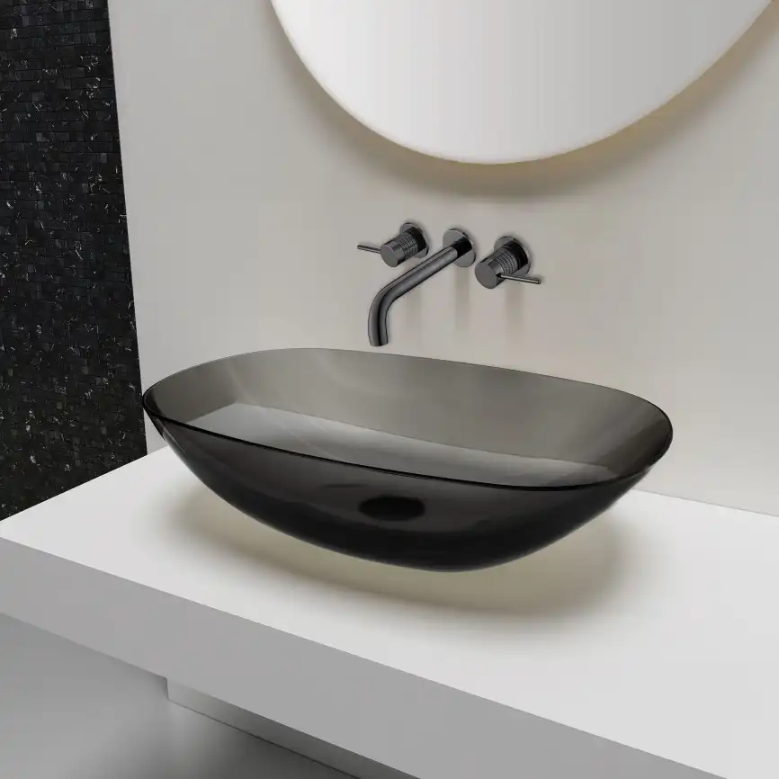 Смеситель для раковины Vincea Groove VBFW-4G1GM встраиваемый, вороненая сталь фото 2