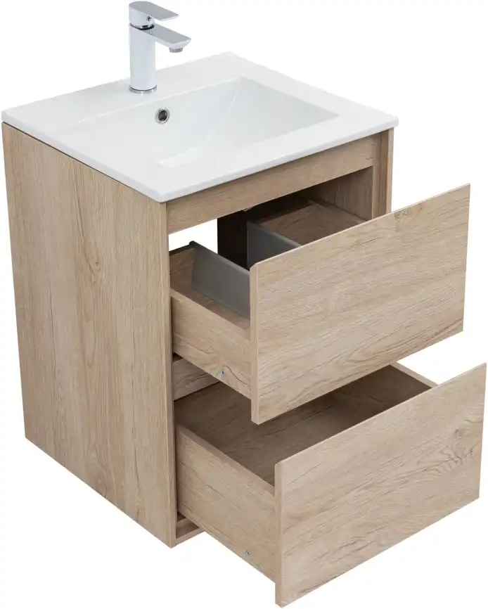 Тумба под раковину Aquanet Милан 50 дуб светлый, подвесная, 336381 фото 6