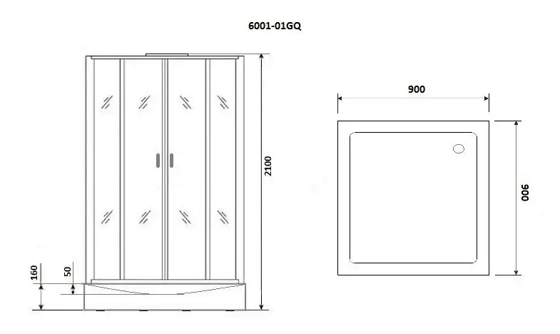 Душевая кабина Niagara Premium 90х90х210 NG-6001-01GQ низкий поддон, с гидромассажем фото 3