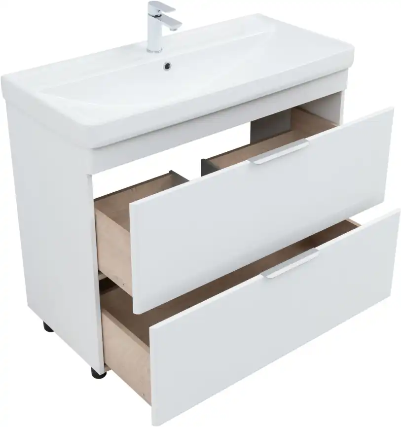 Тумба под раковину Aquanet Ирис New 100 напольная, белый глянец, напольная, 339257 фото 4