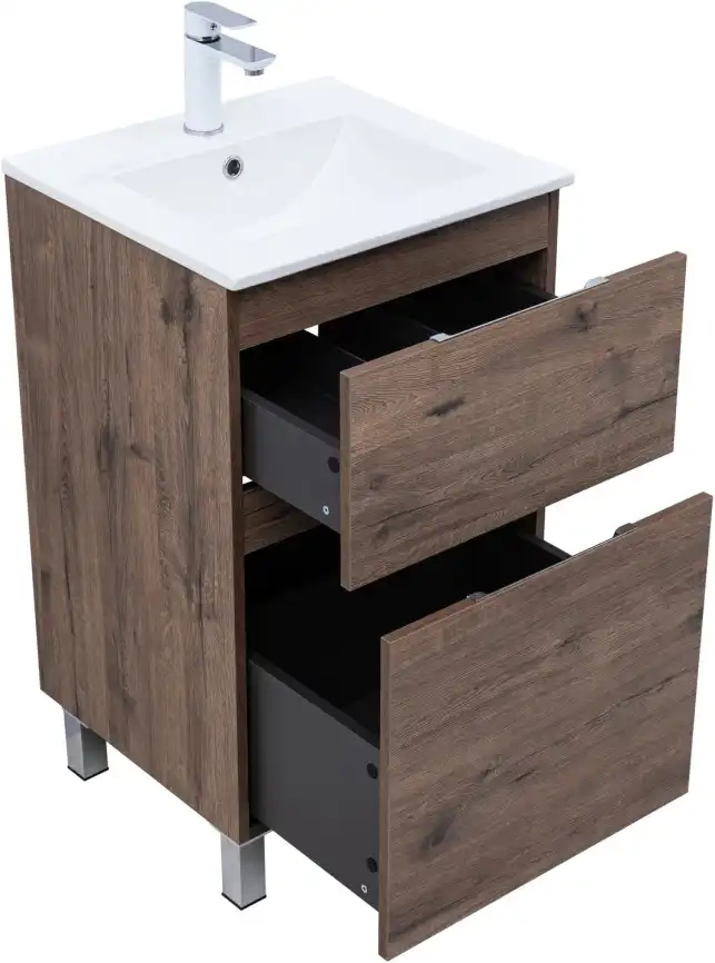 Тумба под раковину Aquanet Алвита New 50 напольная, дуб веллингтон табак, 344126 фото 4