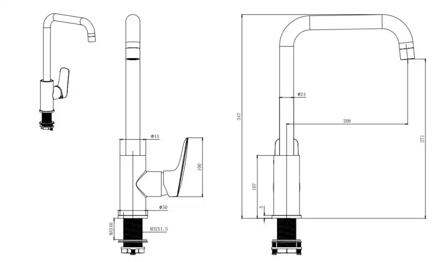 Смеситель для кухни Aquatek Вега AQ1081CR поворотный излив, Хром фото 2