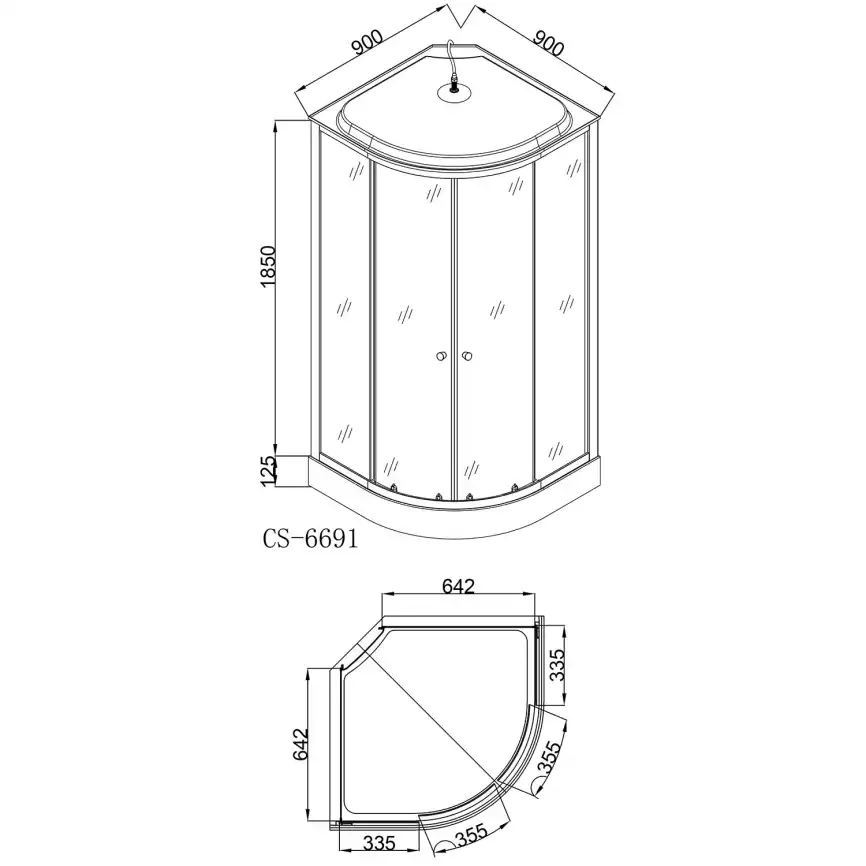 Душевая кабина Loranto 90х90 низкий поддон, матовое стекло, профиль Хром, CS-6691 F, 90*90*215 фото 3