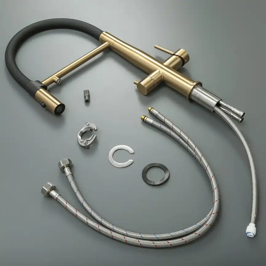 Смеситель для кухни с гибким изливом AVS PureRiver брашированное золото, 811-170-BG фото 14