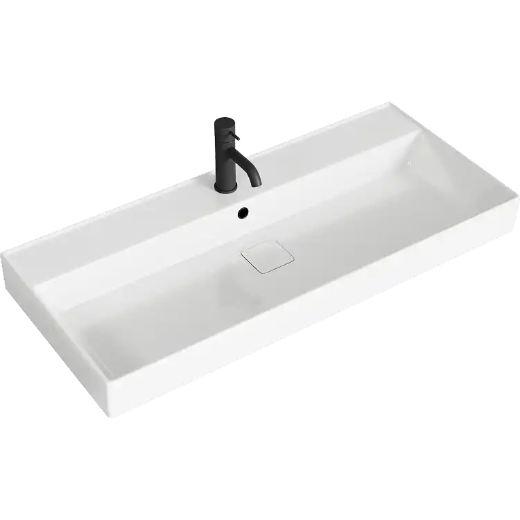 Тумба с раковиной подвесная Aqwella Geometria 100 GE01102MD, с двумя ящиками, цвет морская дюна фото 3