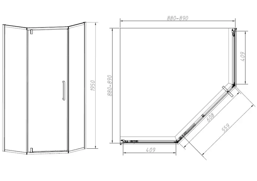 Душевой уголок Vincea Slim-N 90х90 VSP-4SN900CLB, профиль черный, стекло Прозрачное фото 3