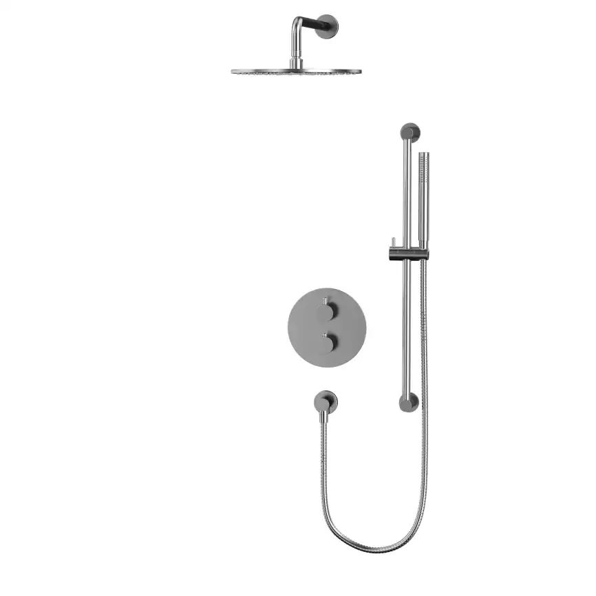 Душевая система для душа WHITECROSS Y brushed nickel YSET09NIB, термостатическая, скрытого монтажа, Никель брашированный фото 2