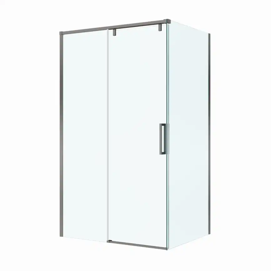Душевой уголок BelBagno SOFT_CLOSE-1-AH-1-110/100-C-GM стекло прозрачное, профиль Оружейная сталь фото 10