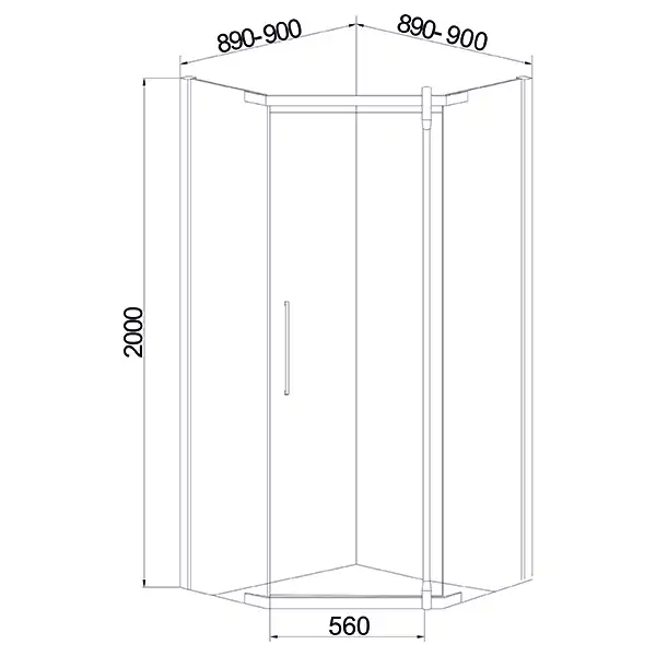 Душевой уголок Mirsant Smart Pentagon 90х90 профиль Хром стекло прозрачное фото 2