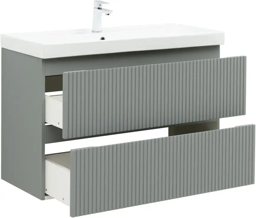 Тумба под раковину Aquanet Джейн (Flat) 100 мисти грин, подвесная, 335436 фото 11