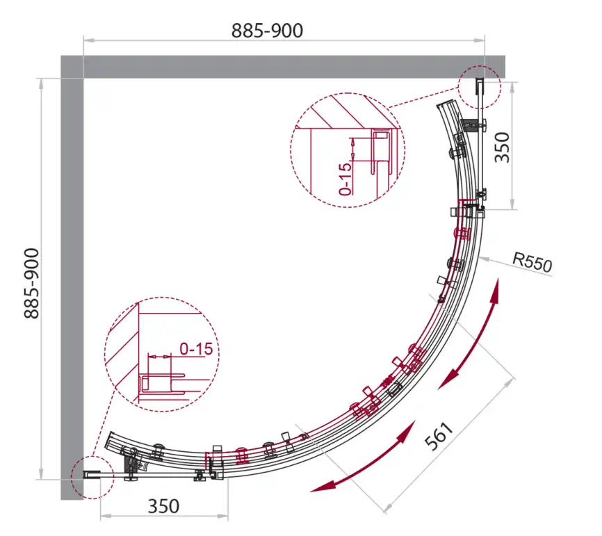 Душевой уголок BelBagno ACQUA-R-2-90-C-Cr профиль Хром стекло Прозрачное фото 2