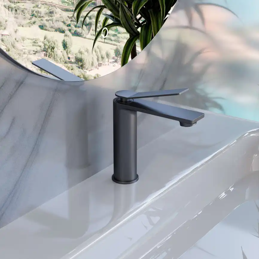 Смеситель для раковины Vincea Verse VBF-2VE1GM однорычажный, вороненая сталь фото 1