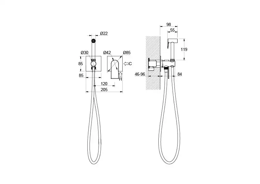 Гигиенический душ со смесителем Aquatek AQ1420CR однорычажный, Хром фото 2