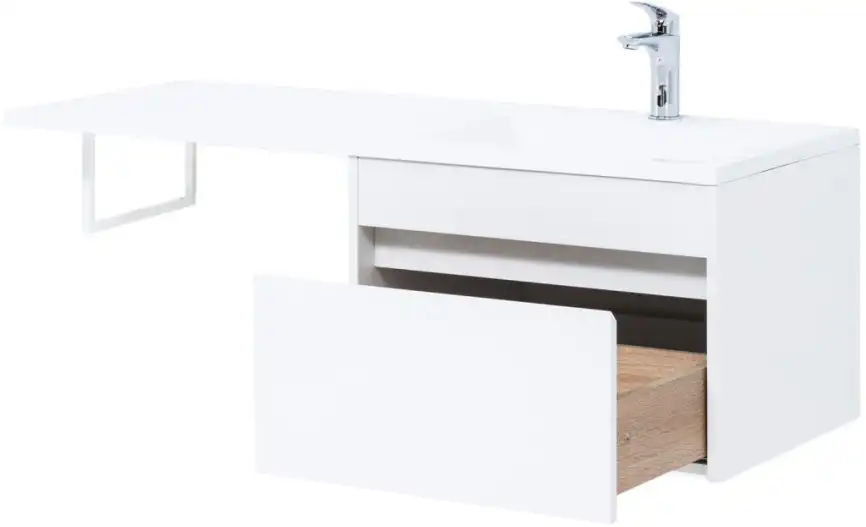 Тумба под раковину Aquanet Токио 120/58 белый (подвесная, 1 ящик) 236916 фото 1