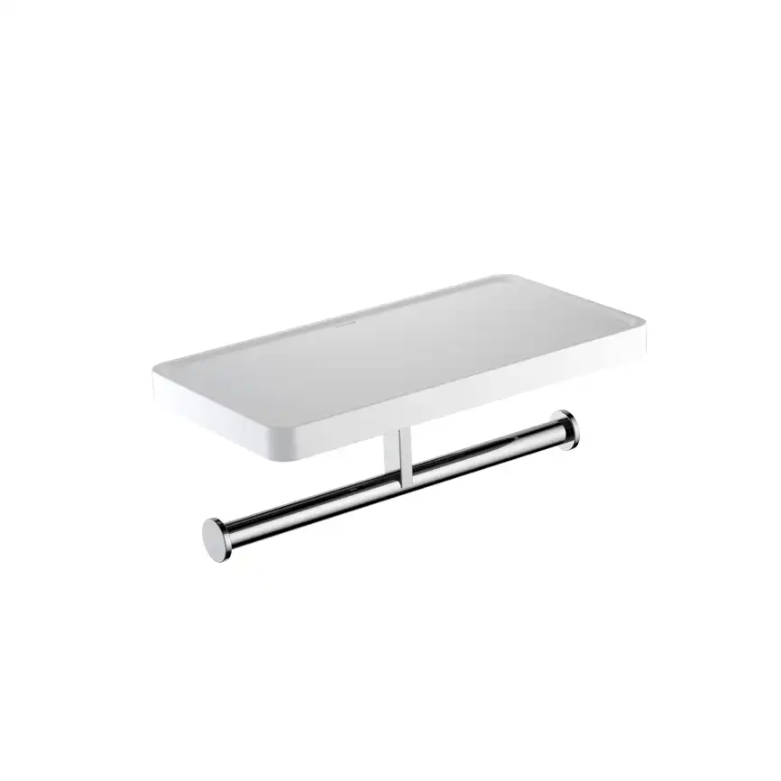 Держатель туалетной бумаги Aquatek Европа AQ4919CR двойной с полкой, Хром фото 1