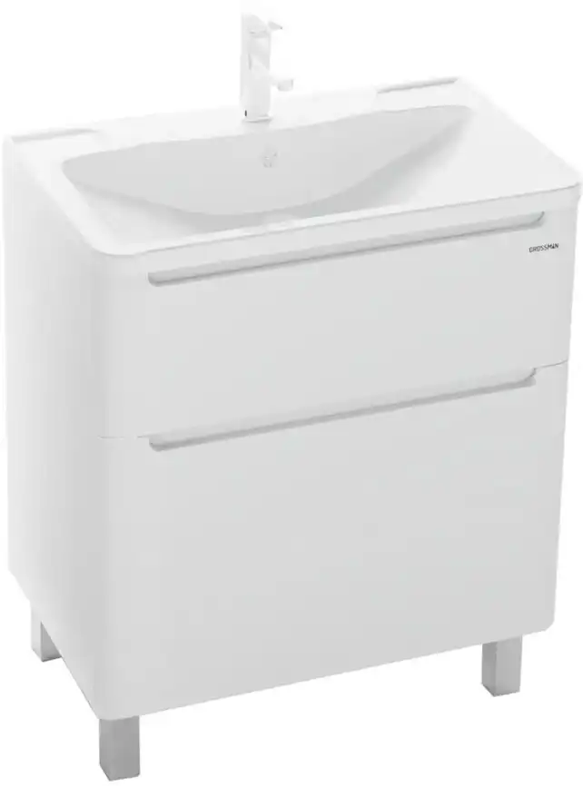 Тумба под раковину Grossman Адель 70 напольная, белая глянцевая (107005) фото 4