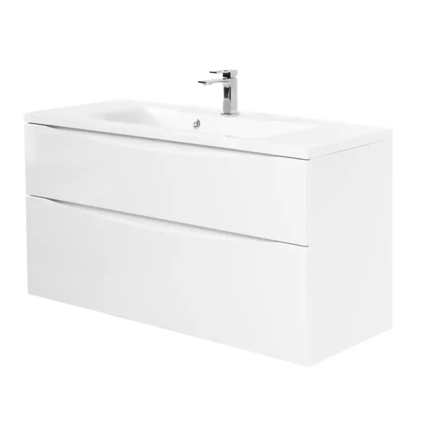 Тумба под раковину BelBagno MARINO-H60-1000-2C-SO-BL-P подвесная Bianco Lucido фото 4