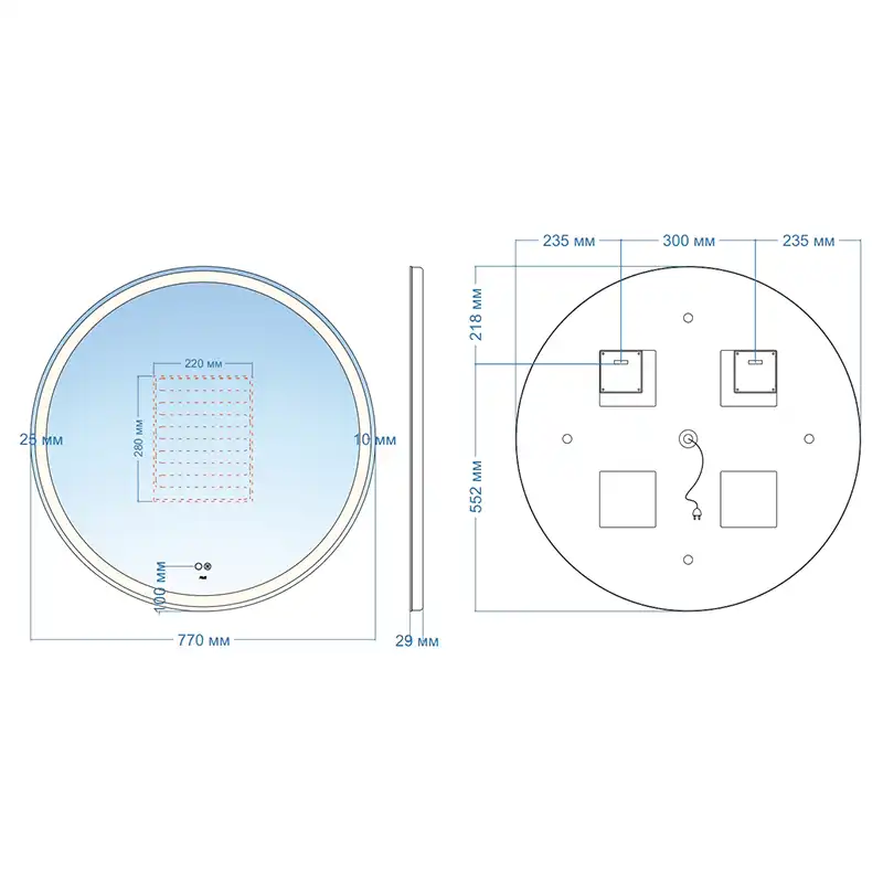 Зеркало с подсветкой AVS Тайлер 75x75 см фото 8