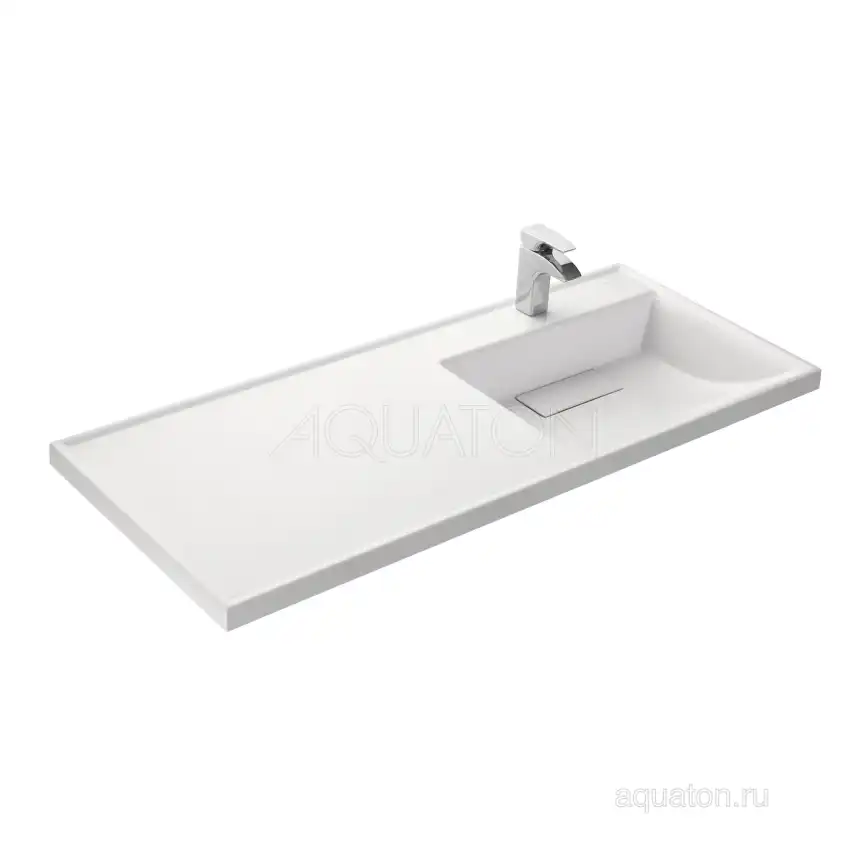 Раковина  Aquaton Лондри 120х50 R 1A72243KLH010 правая над стиральной машиной, из литьевого мрамора, Белая фото 1