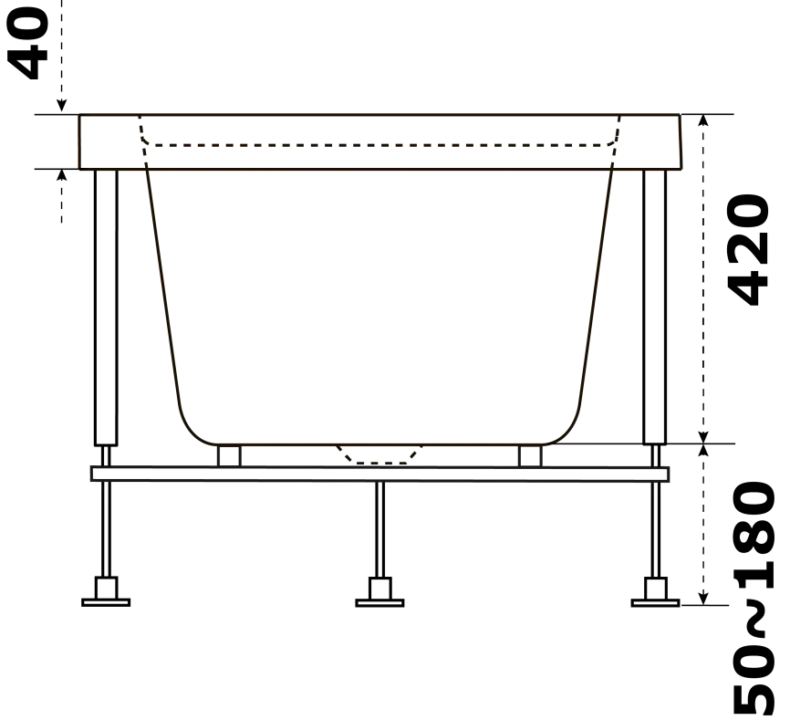 Акриловая ванна Bas Аякс 170x75 без гидромассажа фото 4