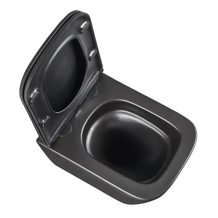 Подвесной унитаз Lemark FLOREX 9612002, безободковый с сиденьем микролифт, смыв вихревой Торнадо 3.0, чёрный матовый фото 9