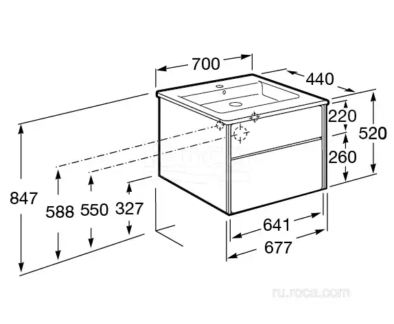 Тумбы под раковину Roca Ronda 70 ZRU9303003 подвесная, цвет, Белый матовый / Бетон фото 10