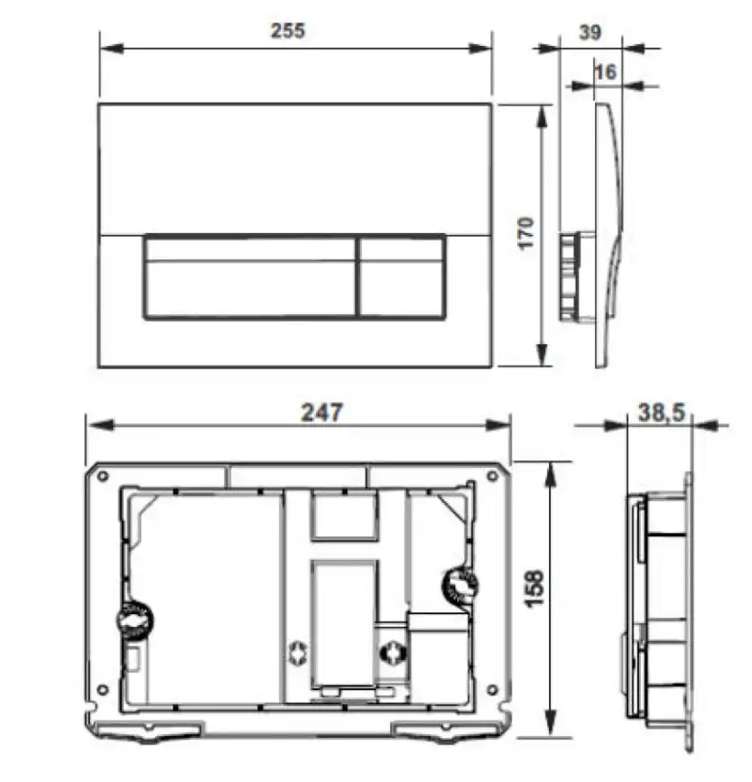 Панель смыва Roca Active В01 хром матовый 8901170B2 фото 2
