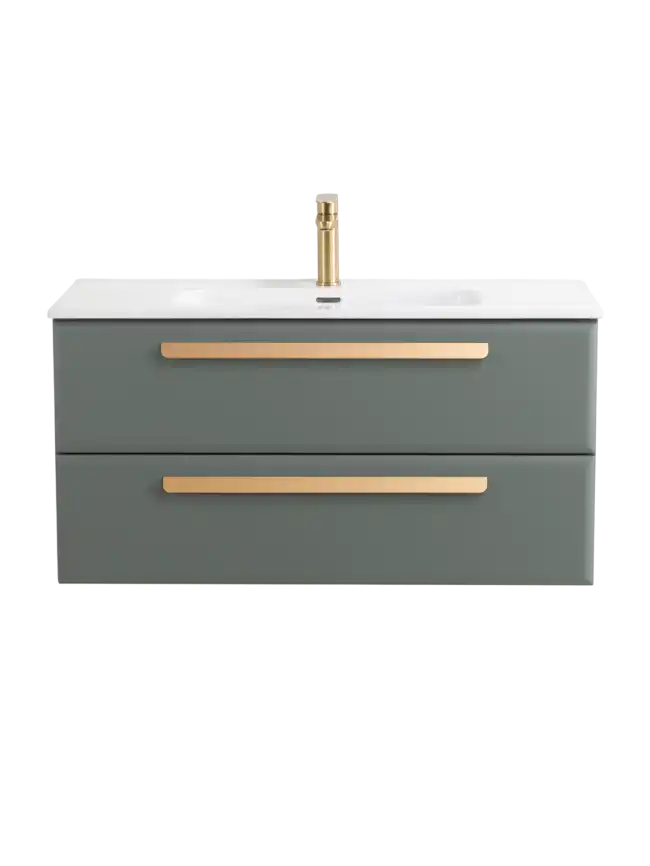 Тумба под раковину Cezares ECO-CER-N 100 см, ECO-CER-N-1000-2C-SO-GVO-P (без ручек), Серо-Зеленый Матовый фото 1