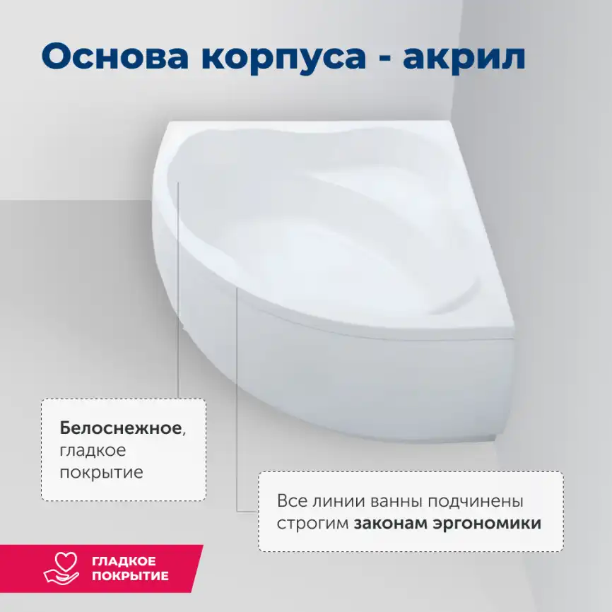 Акриловая ванна Aquanet Palau 140x140, 205535 фото 7