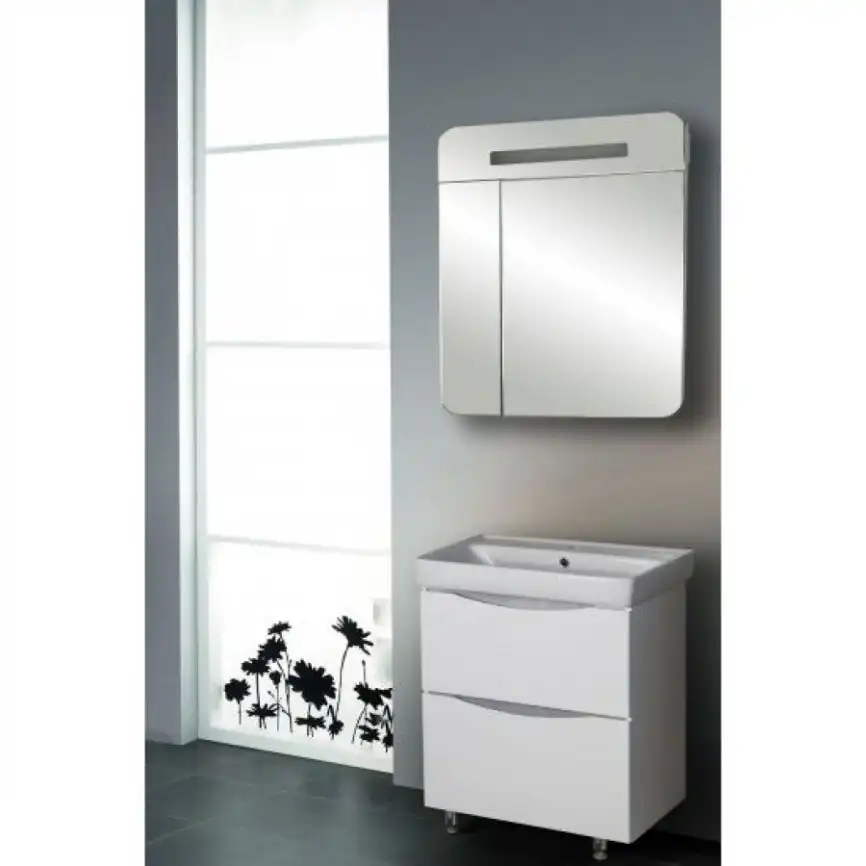 Тумба с умывальником AURA ПАЛЕРМО 70-2 напольная (Раковина COMO 70) Белая фото 2